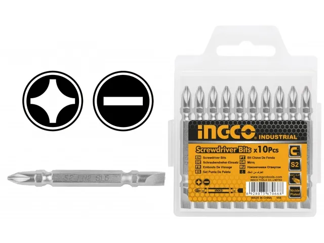 Ingco SET X10 PUNTA ATORNILLADOR CHATA PH2+ SL6.0X1.0 65MM INGCO SDB21HL133